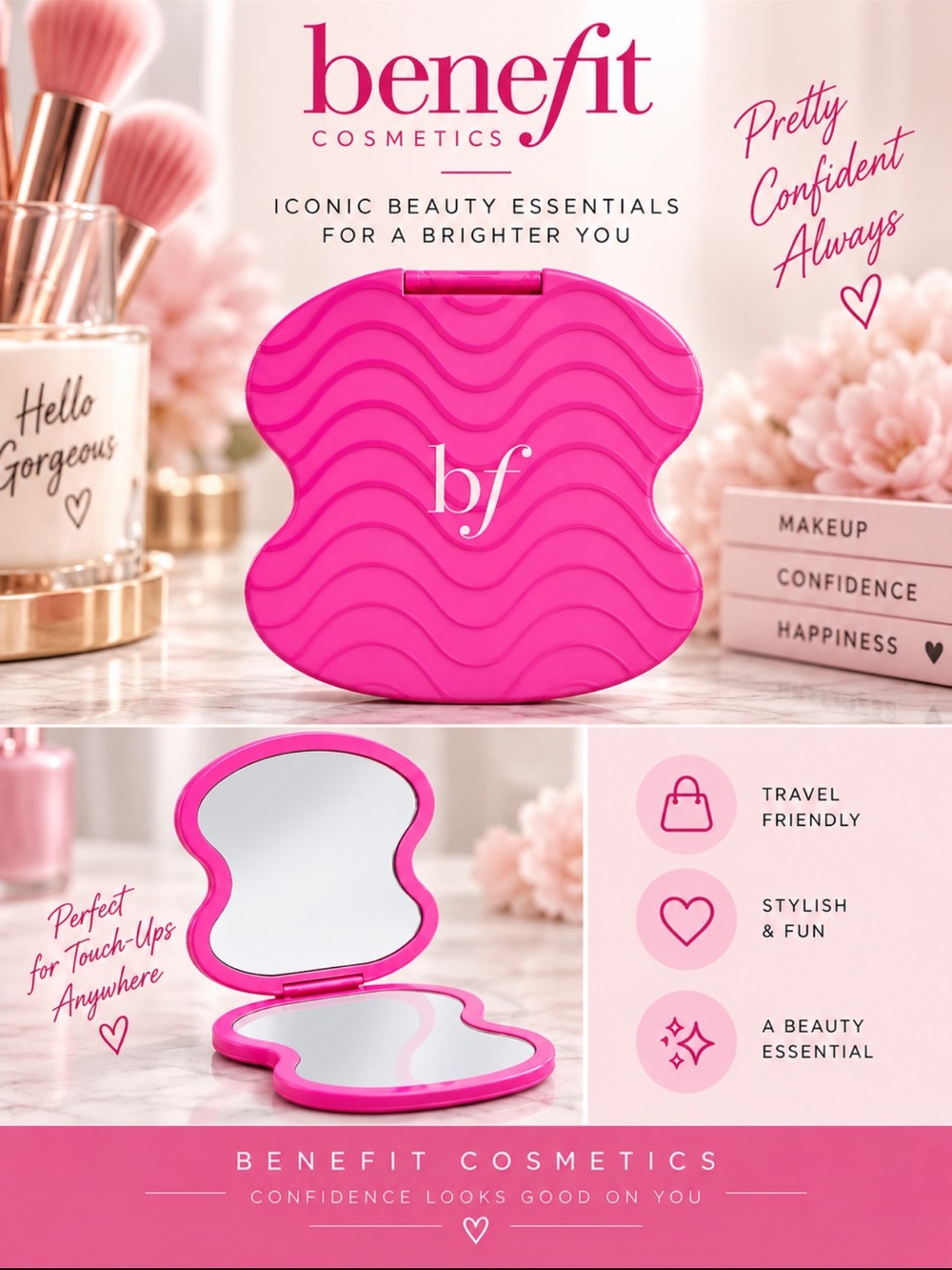 Benefit Bright Pink Travel Compact Mirror